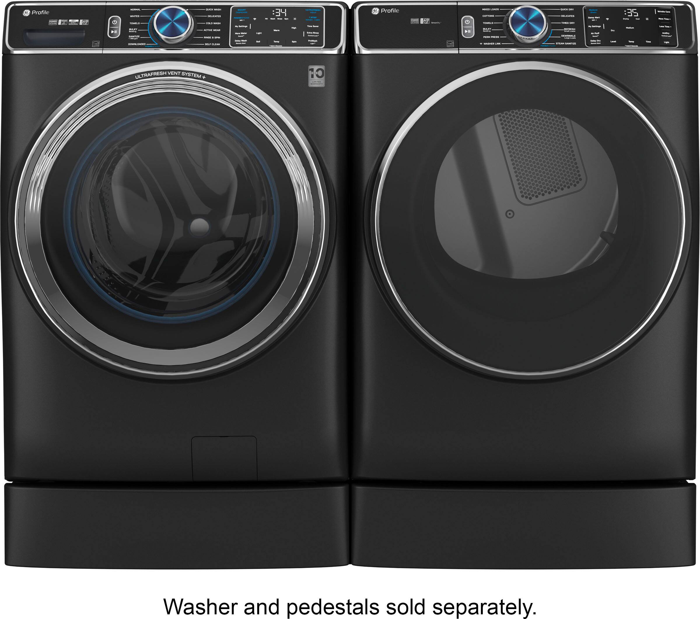 Alt View 14. GE Profile - 7.8 cu. ft. Smart Front Load Gas Dryer with Steam and Sanitize Cycle and Washer Link - Carbon Graphite.