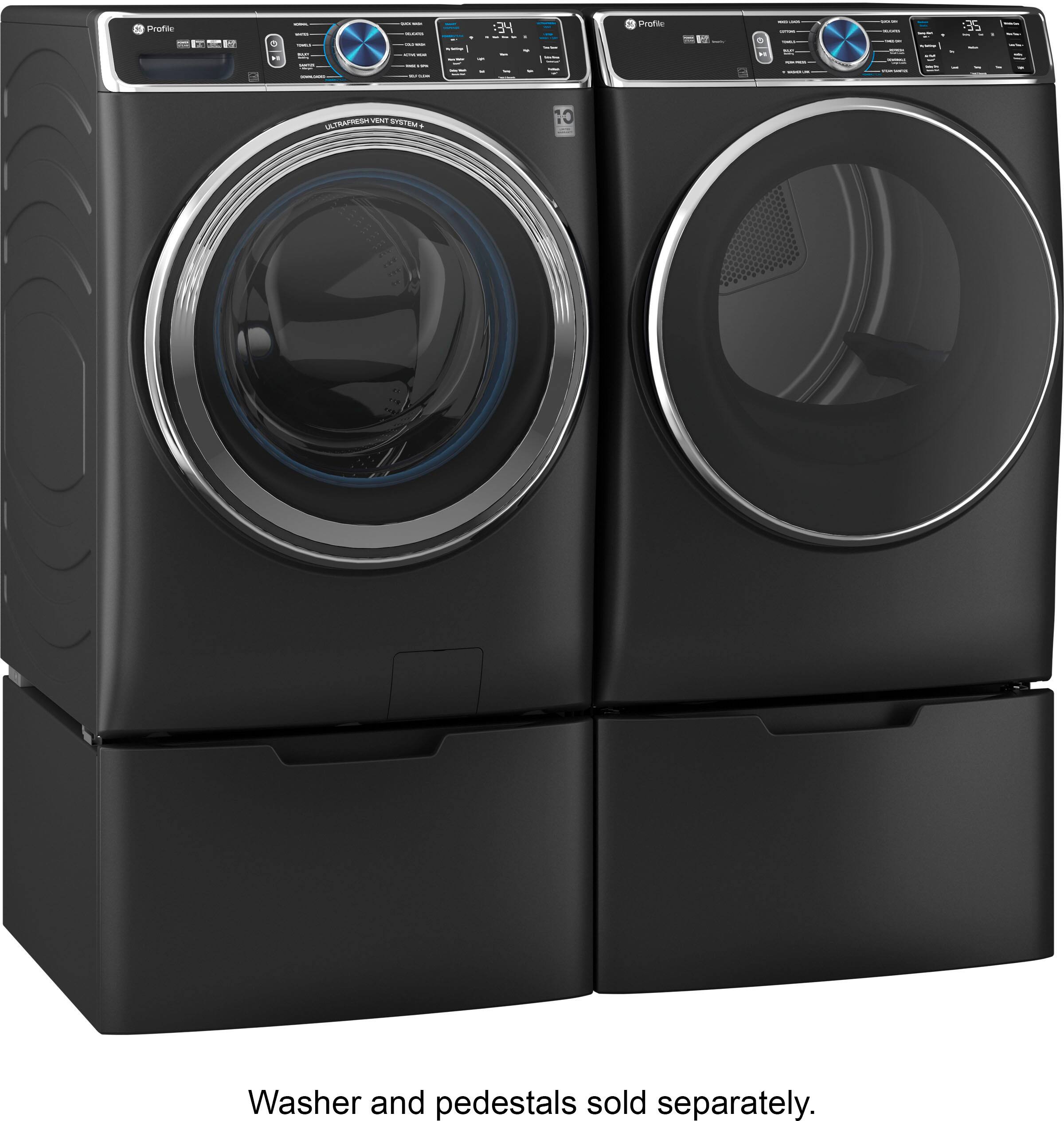 Alt View 15. GE Profile - 7.8 cu. ft. Smart Front Load Gas Dryer with Steam and Sanitize Cycle and Washer Link - Carbon Graphite.