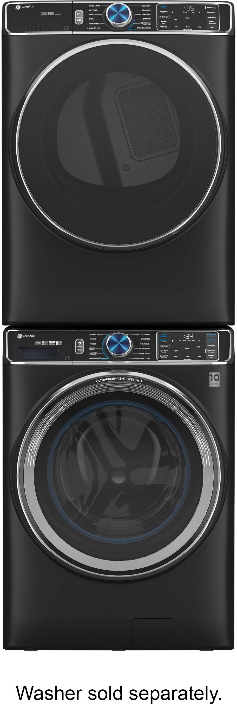 Alt View 16. GE Profile - 7.8 cu. ft. Smart Front Load Gas Dryer with Steam and Sanitize Cycle and Washer Link - Carbon Graphite.