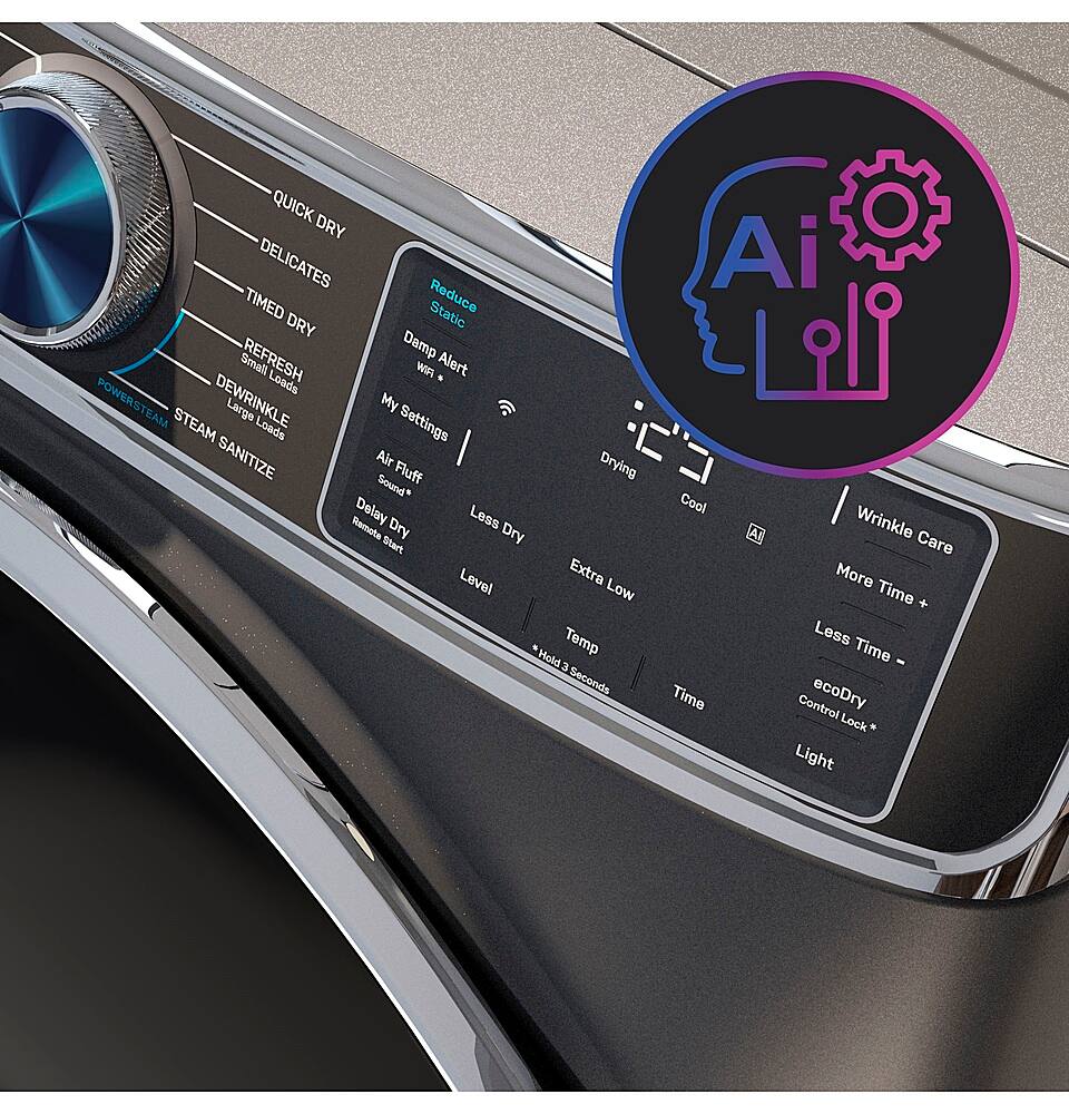 Alt View 29. GE Profile - 7.8 cu. ft. Smart Front Load Gas Dryer with Steam and Sanitize Cycle and Washer Link - Carbon Graphite.