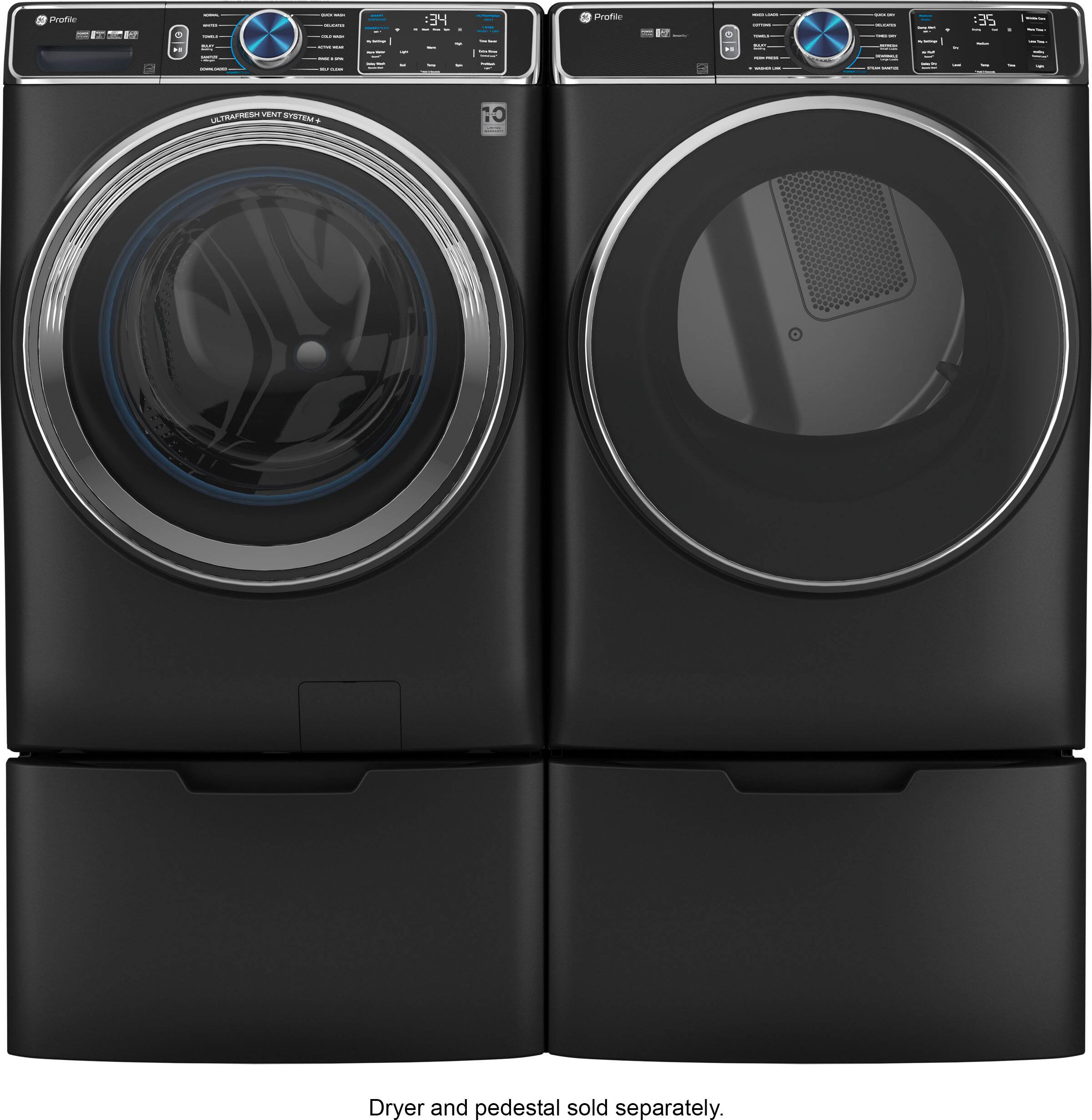 Alt View 12. GE Profile - 5.3 cu. ft Smart Front Load Steam Washer w/ SmartDispense, UltraFresh Vent System & Microban Antimicrobial Technology - Carbon Graphite.