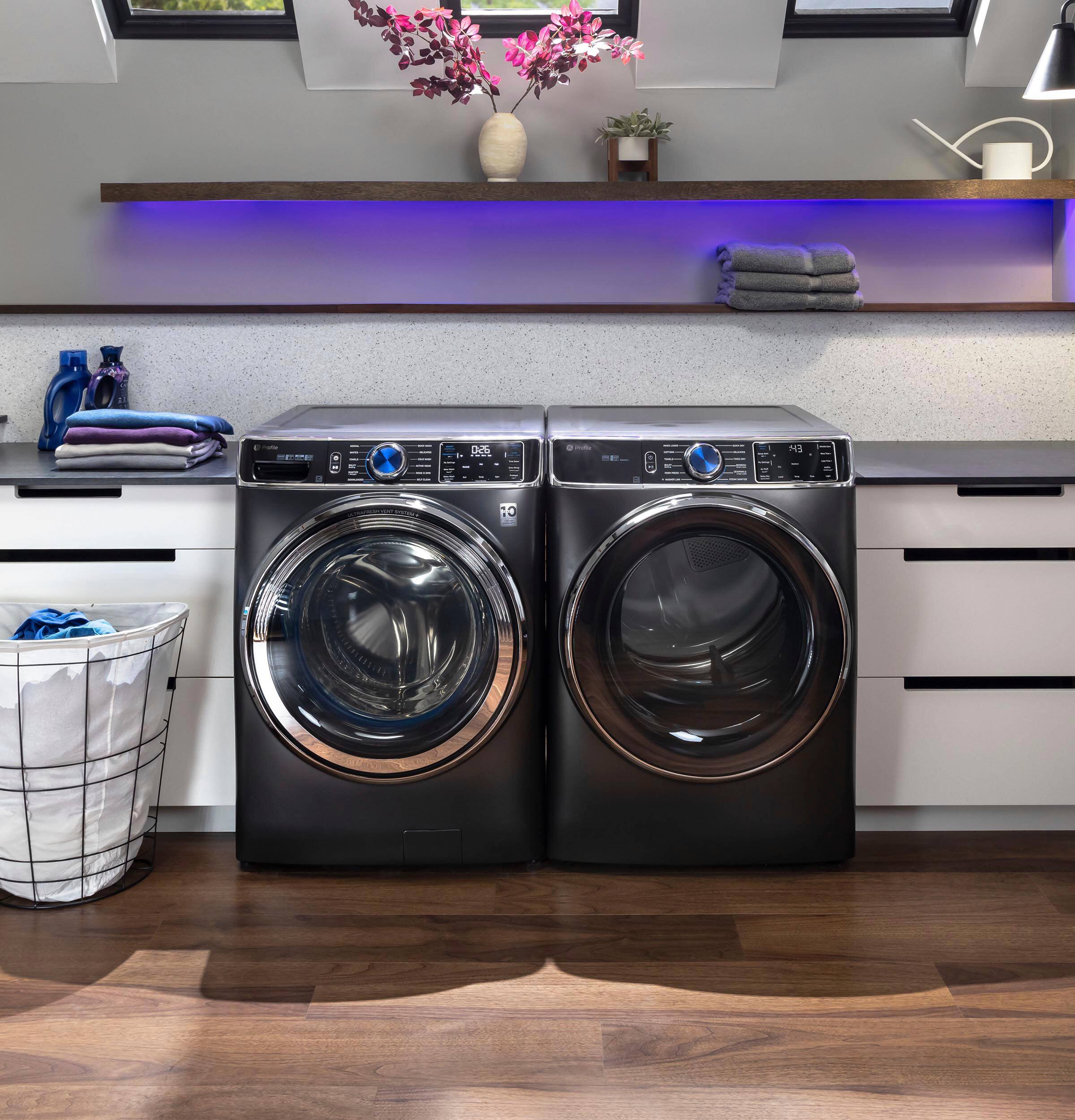Alt View 20. GE Profile - 5.3 cu. ft Smart Front Load Steam Washer w/ SmartDispense, UltraFresh Vent System & Microban Antimicrobial Technology - Carbon Graphite.