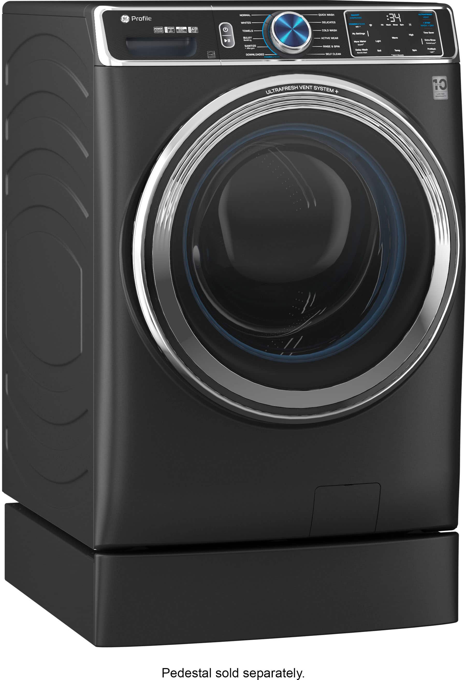 Alt View 4. GE Profile - 5.3 cu. ft Smart Front Load Steam Washer w/ SmartDispense, UltraFresh Vent System & Microban Antimicrobial Technology - Carbon Graphite.