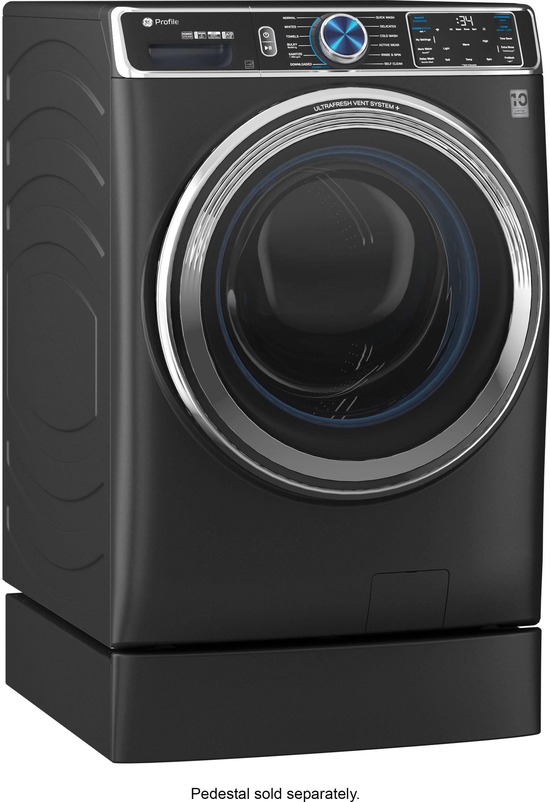Alt View 4. GE Profile - 5.3 cu. ft Smart Front Load Steam Washer w/ SmartDispense, UltraFresh Vent System & Microban Antimicrobial Technology - Carbon Graphite.