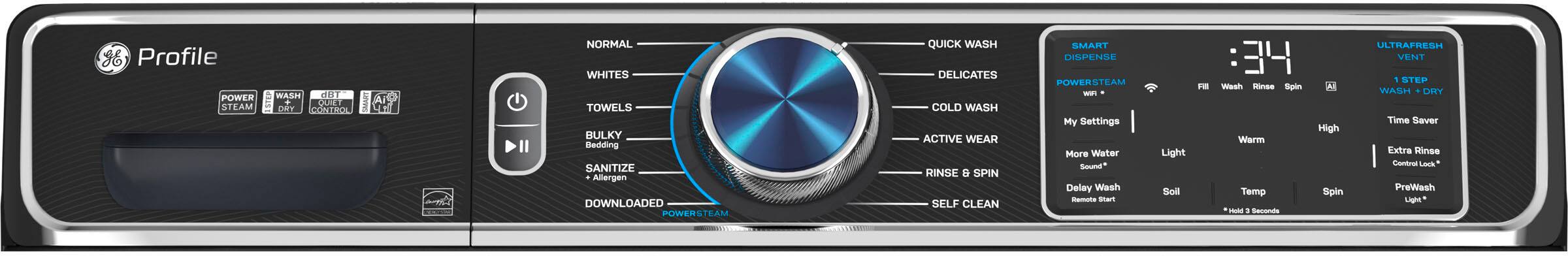 Alt View 5. GE Profile - 5.3 cu. ft Smart Front Load Steam Washer w/ SmartDispense, UltraFresh Vent System & Microban Antimicrobial Technology - Carbon Graphite.