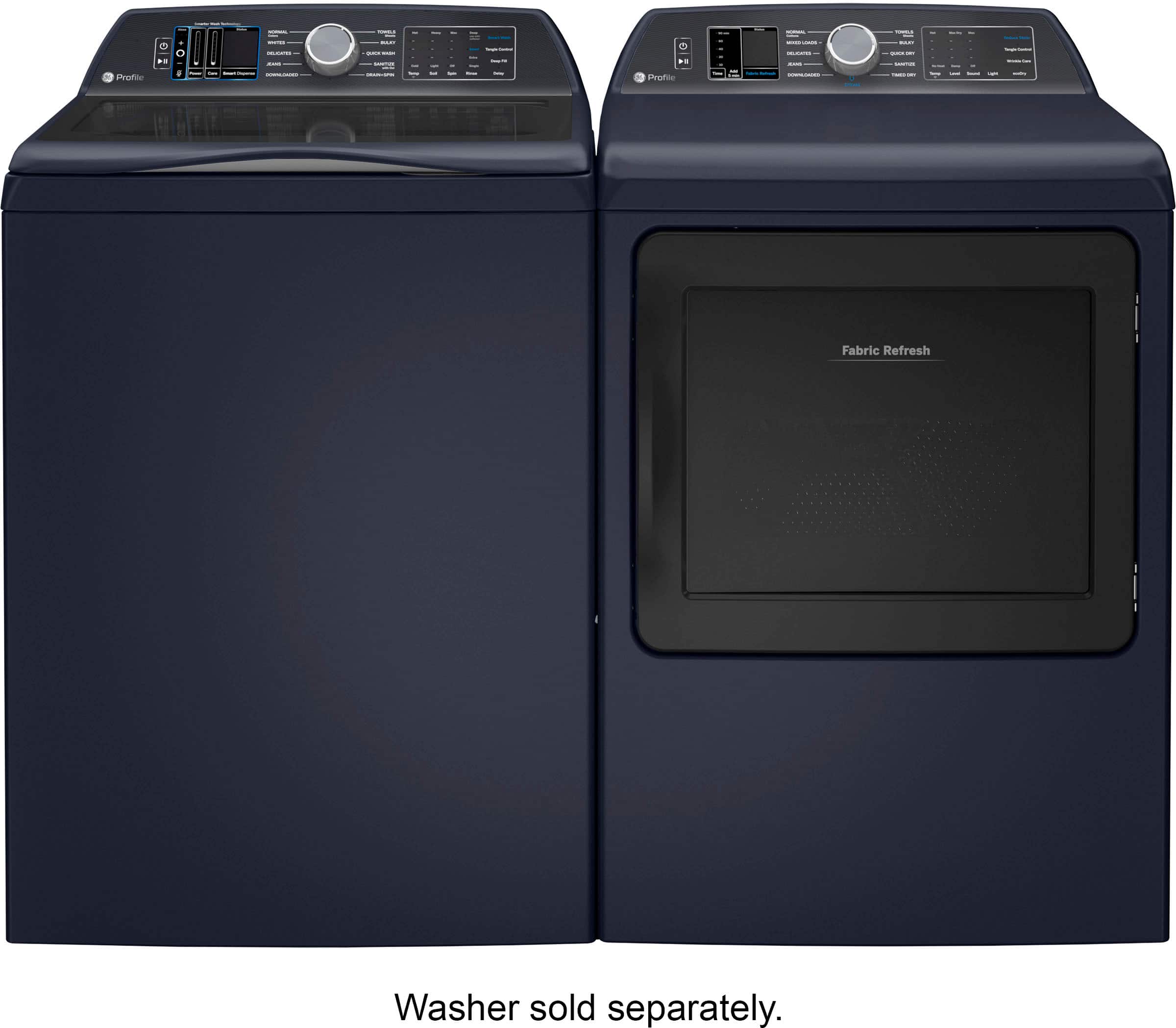 Alt View 3. GE Profile - 7.3 cu. ft. Smart Gas Dryer with Fabric Refresh, Steam, and Washer Link - Sapphire Blue.
