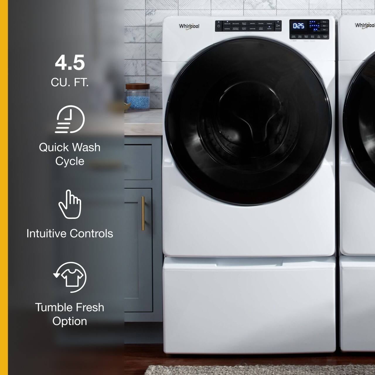 Whirlpool 250 4.5 CU. FT. Quick Wash Cycle Intuitive Controls Tumble Fresh Option