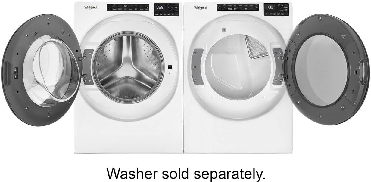 Alt View 19. Whirlpool - 7.4 Cu. Ft. Stackable Electric Dryer with Wrinkle Shield - White.