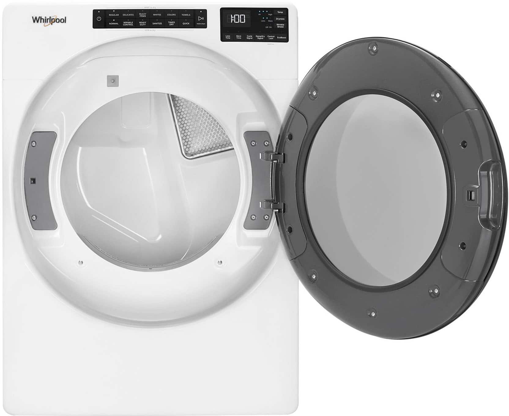 Left. Whirlpool - 7.4 Cu. Ft. Stackable Gas Dryer with Wrinkle Shield - White.