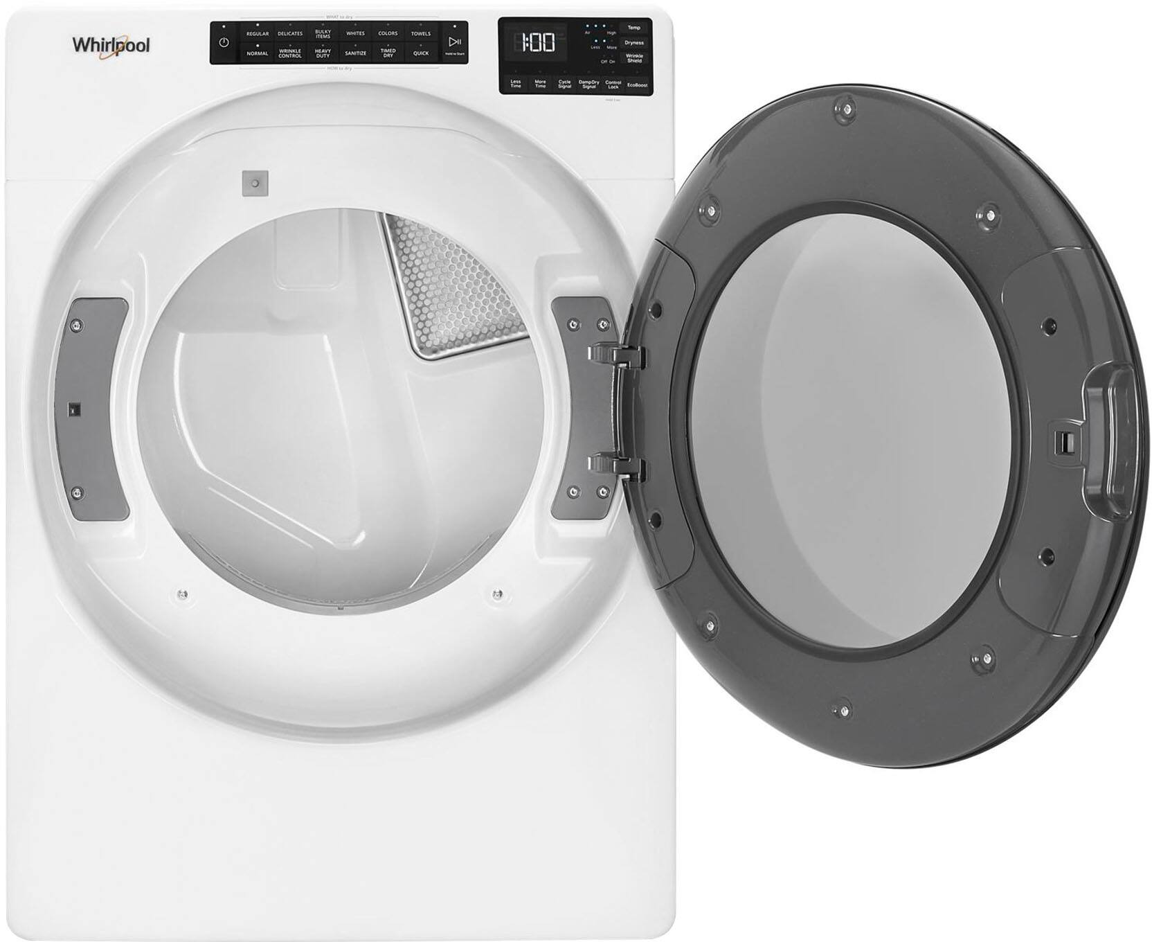 Left. Whirlpool - 7.4 Cu. Ft. Stackable Gas Dryer with Wrinkle Shield - White.