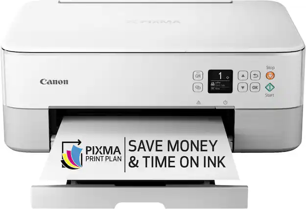 Front. Canon - PIXMA TS6420a Wireless All-In-One Inkjet Printer - White.