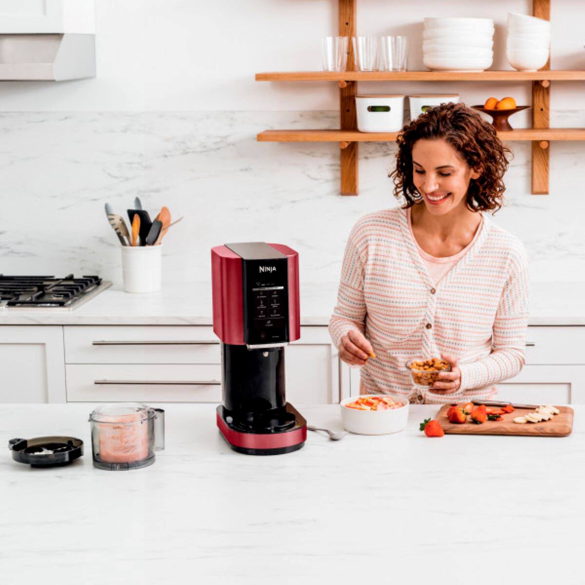 Alt View 26. Ninja - CREAMi, Ice Cream Maker, 7 One-Touch Programs - Red.