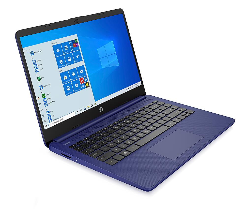 Left. HP - 14" Laptop - Intel Celeron N4020 - 4GB Memory - 64GB eMMC - Indigo blue.