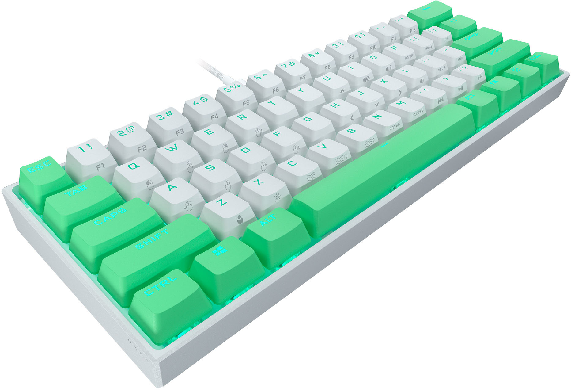Angle View: CORSAIR - K65 RGB Mini Wired 60% Mechanical Cherry MX SPEED Linear Switch Gaming Keyboard with PBT Double-Shot Keycaps - Flavor Rush Hint of Mint