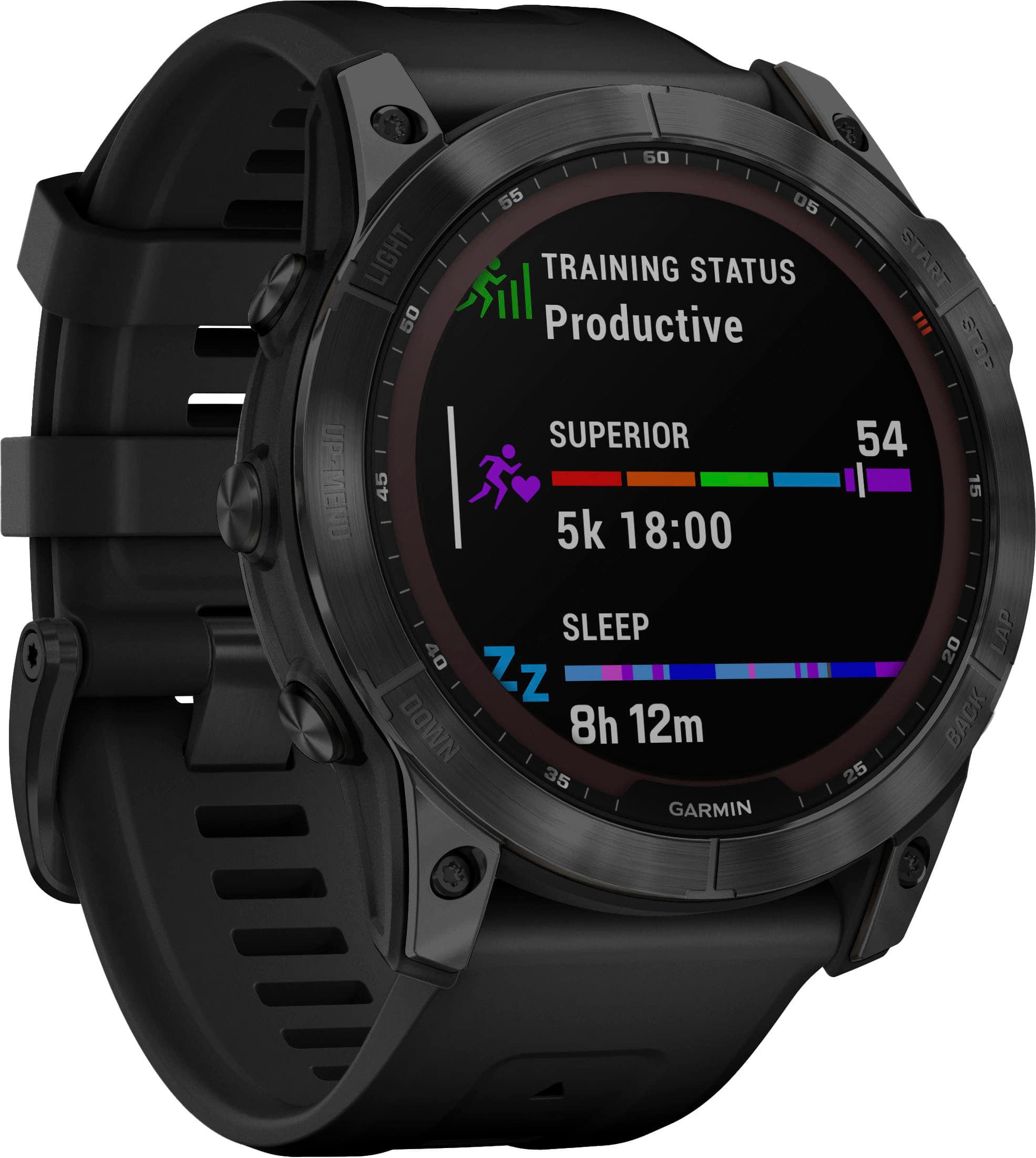 Angle. Garmin - fēnix 7X Sapphire Solar GPS Smartwatch 51 mm Fiber-reinforced polymer - Black DLC Titanium.