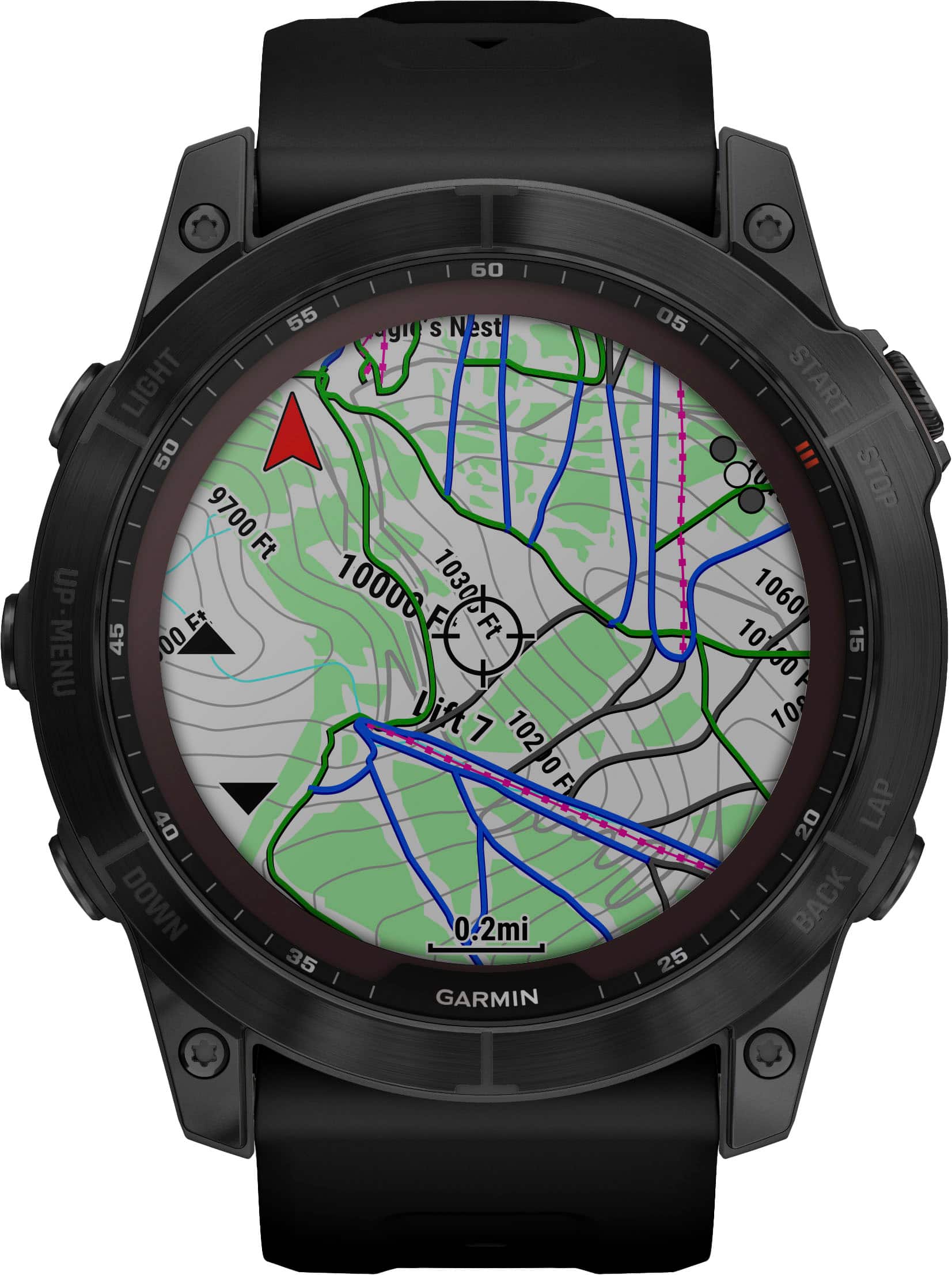 Alt View Zoom 2. Garmin - fēnix 7X Sapphire Solar GPS Smartwatch 51 mm Fiber-reinforced polymer - Black DLC Titanium - (2022).
