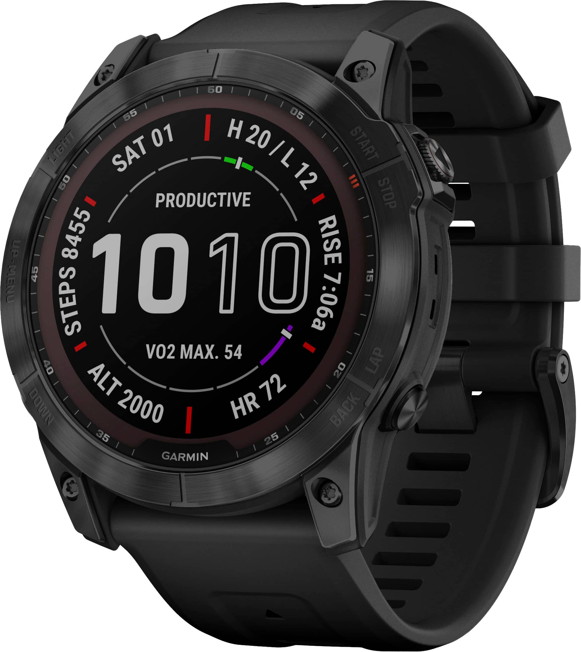 Garmin - fēnix 7X Sapphire Solar GPS Smartwatch 51 mm Fiber-reinforced polymer - Black DLC Titanium - (2022) - Front_Zoom