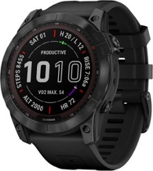 Garmin - fēnix 7X  Sapphire Solar GPS Smartwatch 51 mm Fiber-reinforced polymer - Black DLC Titanium - Front_Zoom