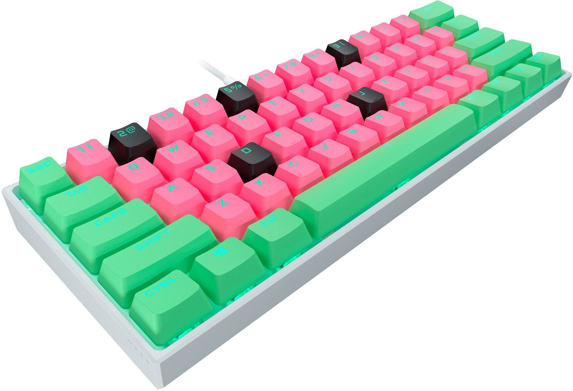 Angle View: CORSAIR - K65 RGB Mini Wired 60% Mechanical Cherry MX SPEED Linear Switch Gaming Keyboard with PBT Double-Shot Keycaps - Flavor Rush Watermelon Blast