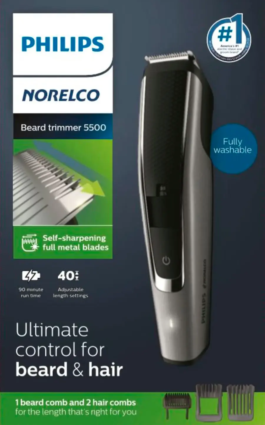 Alt View 29. Philips Norelco - Beard Trimmer and Hair Clipper Series 5000 - Black And Silver.