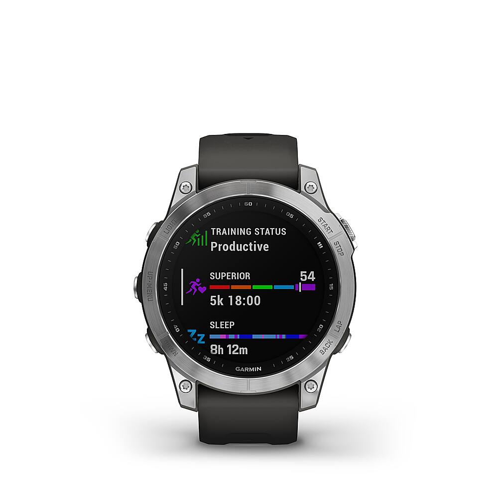 Left. Garmin - fēnix 7 GPS Smartwatch 47 mm Fiber-reinforced polymer - Silver.
