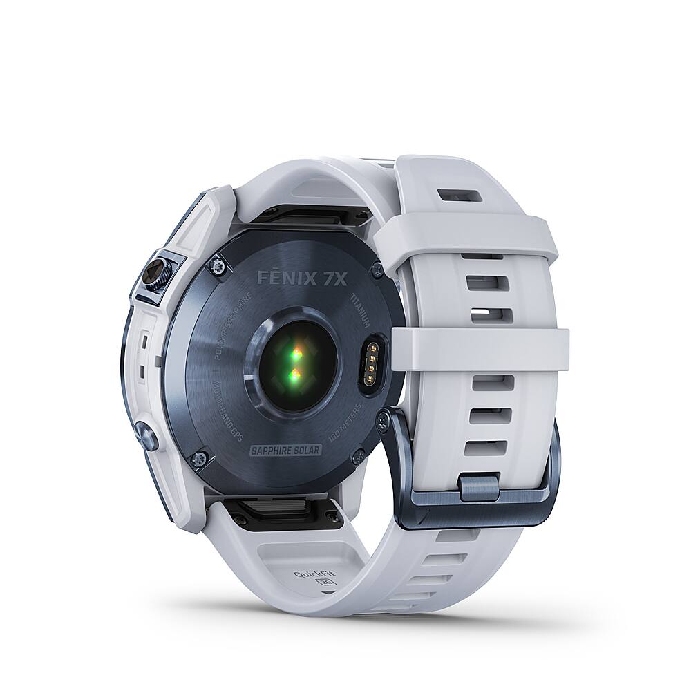 Back. Garmin - fēnix 7X Sapphire Solar GPS Smartwatch 51 mm Fiber-reinforced polymer - Mineral Blue DLC Titanium.