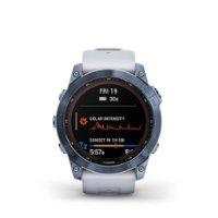 Garmin - fēnix 7X  Sapphire Solar GPS Smartwatch 51 mm Fiber-reinforced polymer - Mineral Blue DLC Titanium - Front_Zoom