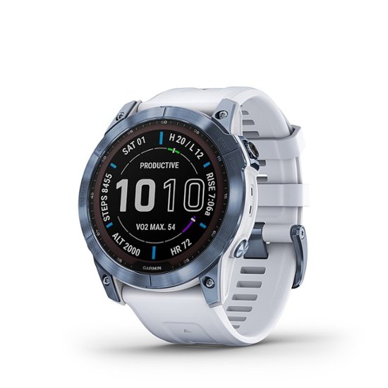Front Zoom. Garmin - fēnix 7X  Sapphire Solar GPS Smartwatch 51 mm Fiber-reinforced polymer - Mineral Blue DLC Titanium.