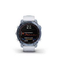 Garmin - fēnix 7 Sapphire Solar GPS Smartwatch 33 mm Fiber-reinforced polymer - Mineral Blue DLC Titanium - Front_Zoom
