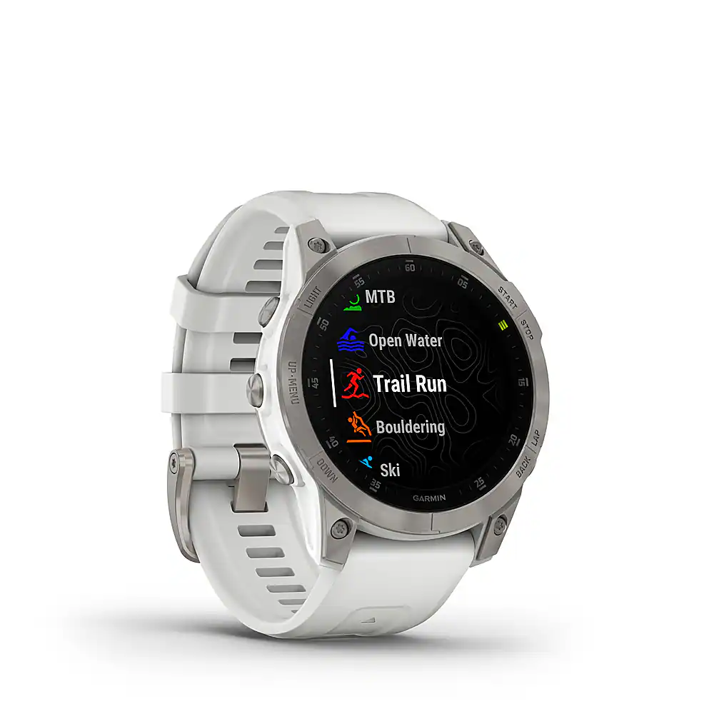 Angle. Garmin - epix (Gen 2) GPS Smartwatch 47mm Fiber-reinforced polymer - White Titanium.