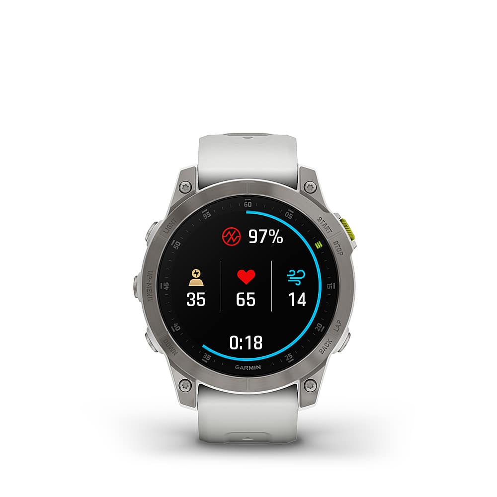 Front. Garmin - epix (Gen 2) GPS Smartwatch 47mm Fiber-reinforced polymer - White Titanium.