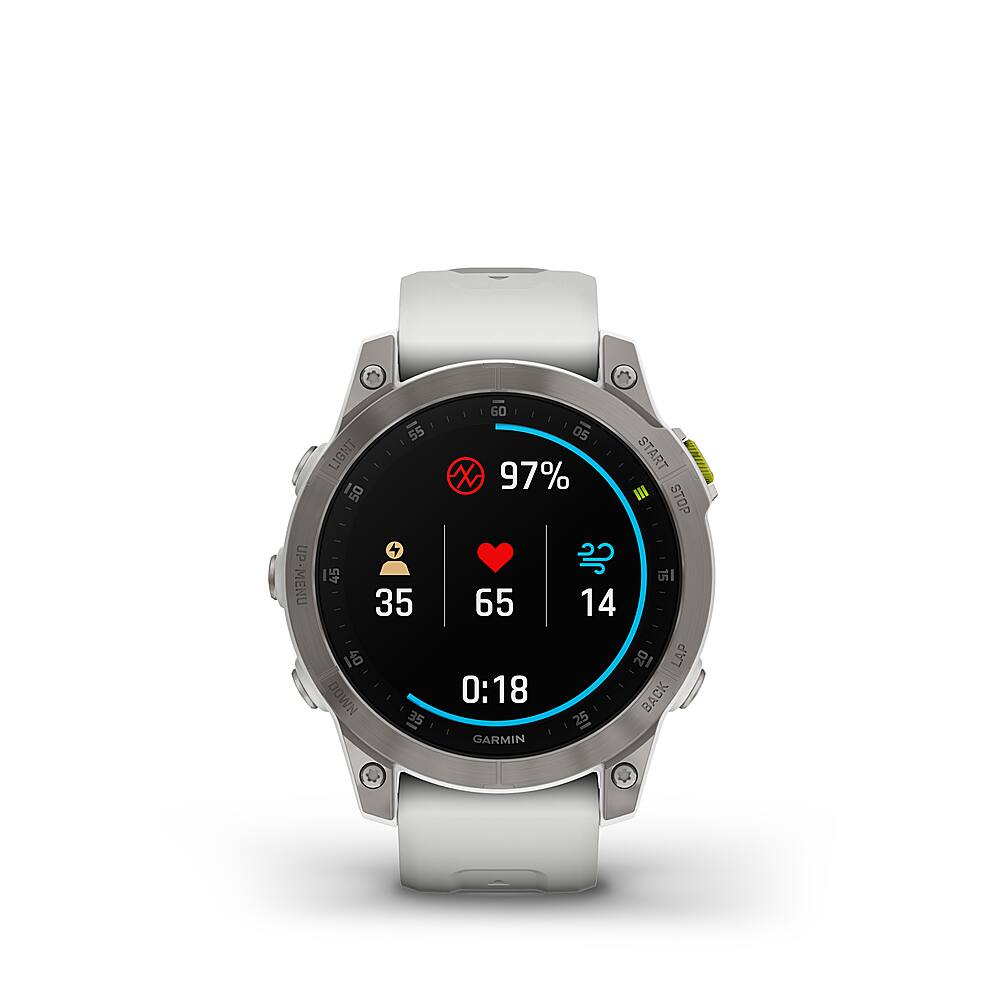 Front. Garmin - epix (Gen 2) GPS Smartwatch 47mm Fiber-reinforced polymer - White Titanium.