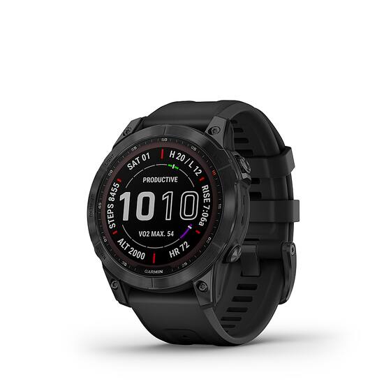 Garmin f nix 7 Sapphire Solar GPS Smartwatch 47 mm Fiber reinforced polymer Black DLC Titanium 010 02540 34 Best Buy