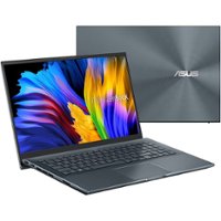 ASUS - ZenBook Pro 15.6" Touch-Screen Laptop - AMD Ryzen 9 - 16 GB Memory - NVIDIA GeForce RTX 3050 Ti - Pine Gray - Front_Zoom