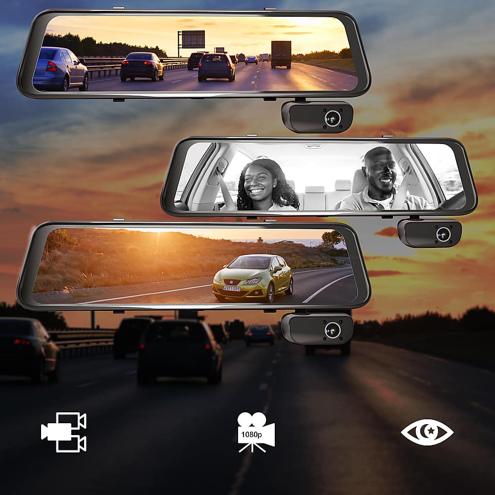 Alt View 13. Rexing - M3 1080p 3-Channel Mirror Dash Cam with Smart GPS - Black.