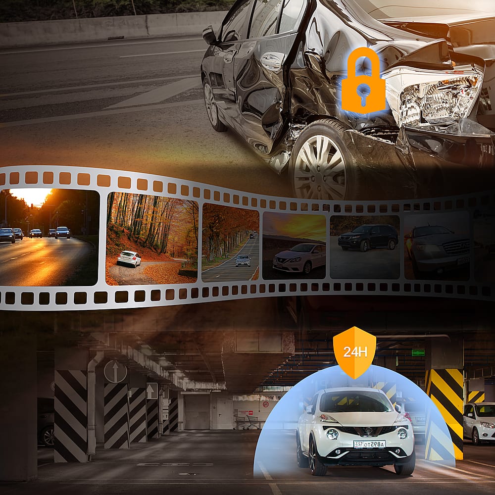 Alt View 17. Rexing - M3 1080p 3-Channel Mirror Dash Cam with Smart GPS - Black.