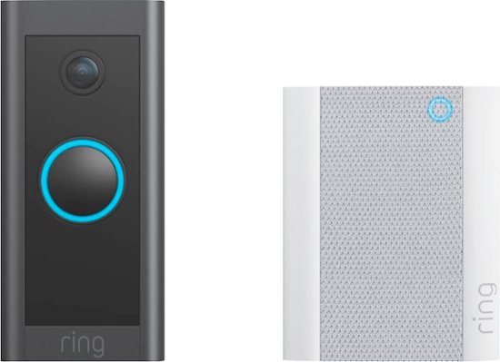 Front Zoom. Ring - Wi-Fi Smart Video Doorbell - Wired with Chime - Black.