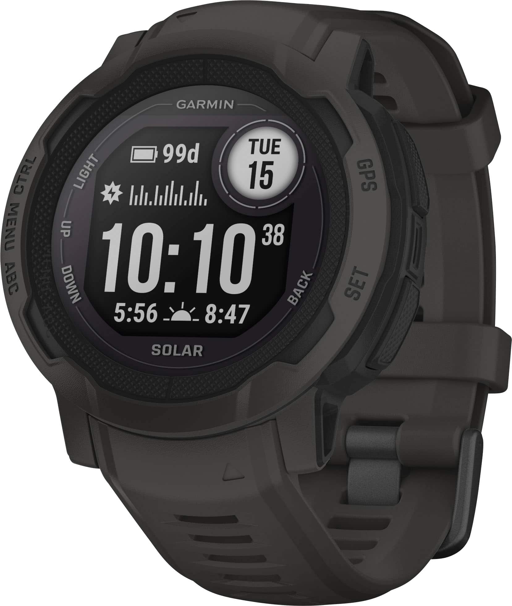 Front. Garmin - Instinct 2 Solar 45 mm Smartwatch Fiber-reinforced Polymer - Graphite.