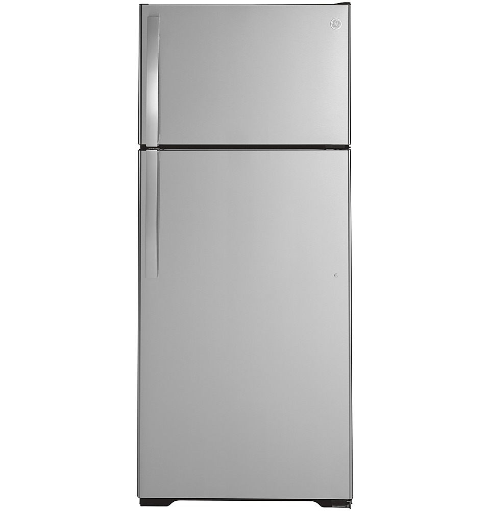 GE – 17.5 Cu. Ft. Top-Freezer Refrigerator – Fingerprint resistant stainless steel