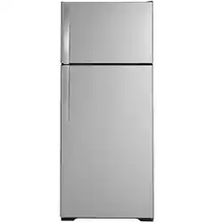 GE - 17.5 Cu. Ft. Top-Freezer Refrigerator with Edge-to-Edge Glass Shelves - Stainless Steel - Front_Zoom