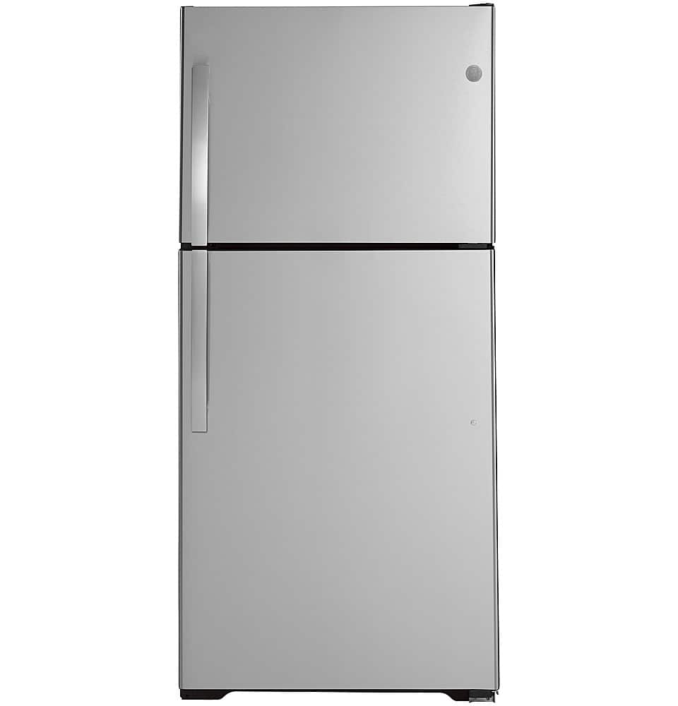 GE - 19.2 Cu. Ft. Top-Freezer Refrigerator with Garage Ready Performance - Stainless Steel - Front_Zoom