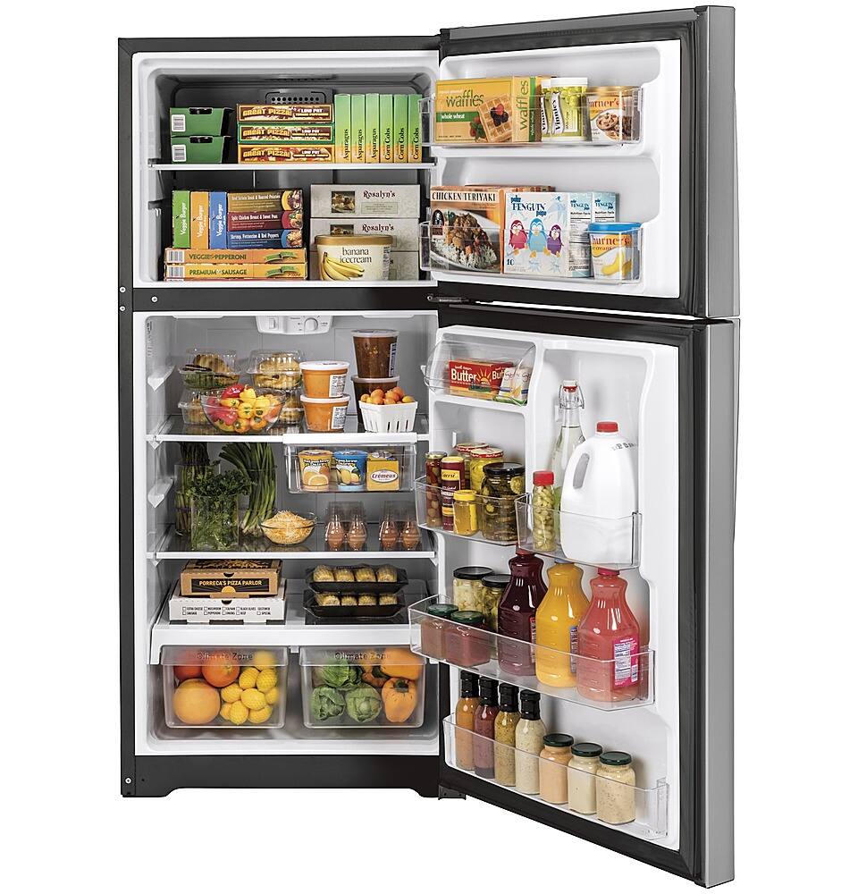 Alt View 11. GE - 19.2 Cu. Ft. Top-Freezer Refrigerator - Fingerprint resistant stainless steel.