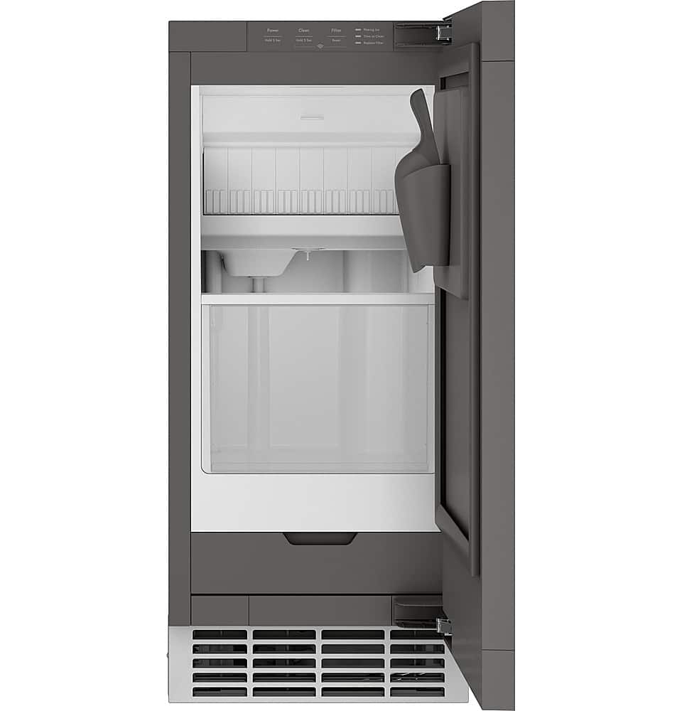 GE Profile - 15" 26-Lb. Freestanding Icemaker with Gourmet Clear Ice - Custom Panel Ready - Front_Zoom
