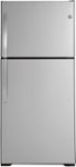 Front Zoom. GE - 21.9 Cu. Ft. Garage-Ready Top-Freezer Refrigerator - Stainless Steel.
