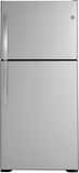GE - 33 in. Wide 21.9 Cu. Ft. Top-Freezer Refrigerator with Garage Ready Performance - Stainless Steel