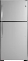 GE - 21.9 Cu. Ft. Top-Freezer Refrigerator with Garage Ready Performance from 38-110 Degrees Fahrenheit - Stainless Steel - Front_Zoom