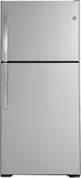GE - 21.9 Cu. Ft. Top-Freezer Refrigerator with Garage Ready Performance - Stainless Steel - Front_Zoom