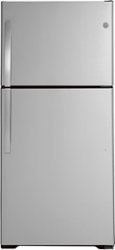 GE - 21.9 Cu. Ft. Garage-Ready Top-Freezer Refrigerator - Stainless steel - Front_Zoom
