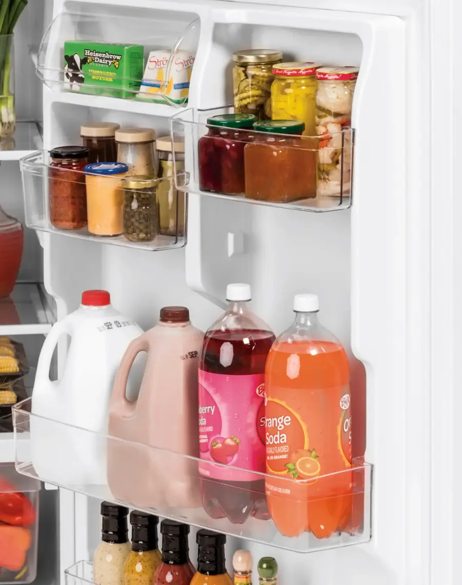 Alt View 13. GE - 21.9 Cu. Ft. Top-Freezer Refrigerator with Garage Ready Performance from 38-110 Degrees Fahrenheit - Fingerprint resistant stainless steel.