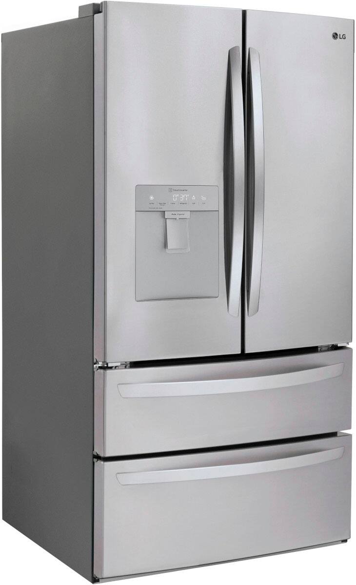 Angle. LG - 28.6 Cu. Ft. 4-Door French Door Smart Refrigerator with Water Dispenser - Stainless Steel.